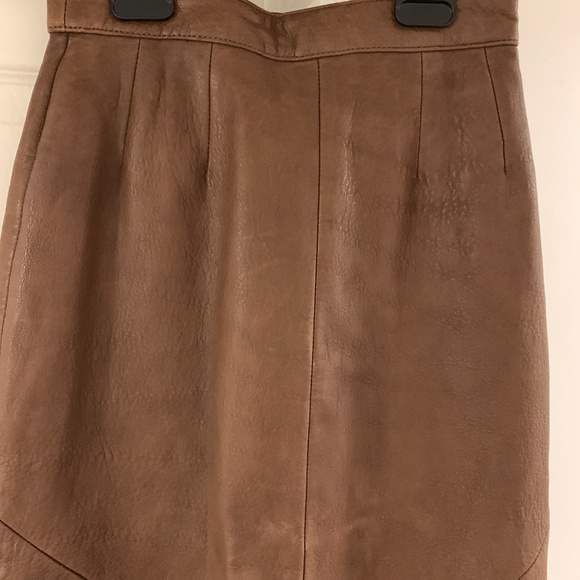 Brown Leather Pencil Skirt - Picture 3 of 8